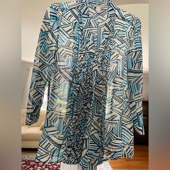 Banana Republic women’s Tie neck button front with details long sleeve blouse M - Picture 1 of 5